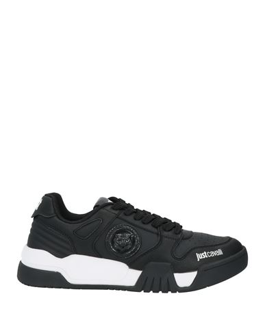 Shop Just Cavalli Man Sneakers Black Size 12 Leather, Textile Fibers