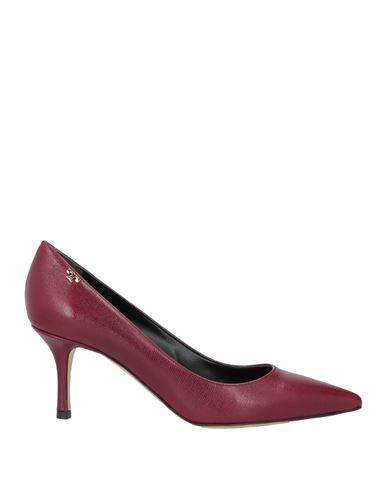 Tory Burch Woman Pumps Burgundy Size 8 Leather In Red