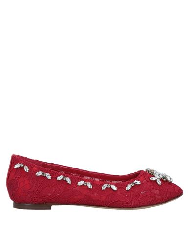 Shop Dolce & Gabbana Toddler Girl Ballet Flats Red Size 10c Viscose, Cotton, Polyamide, Leather