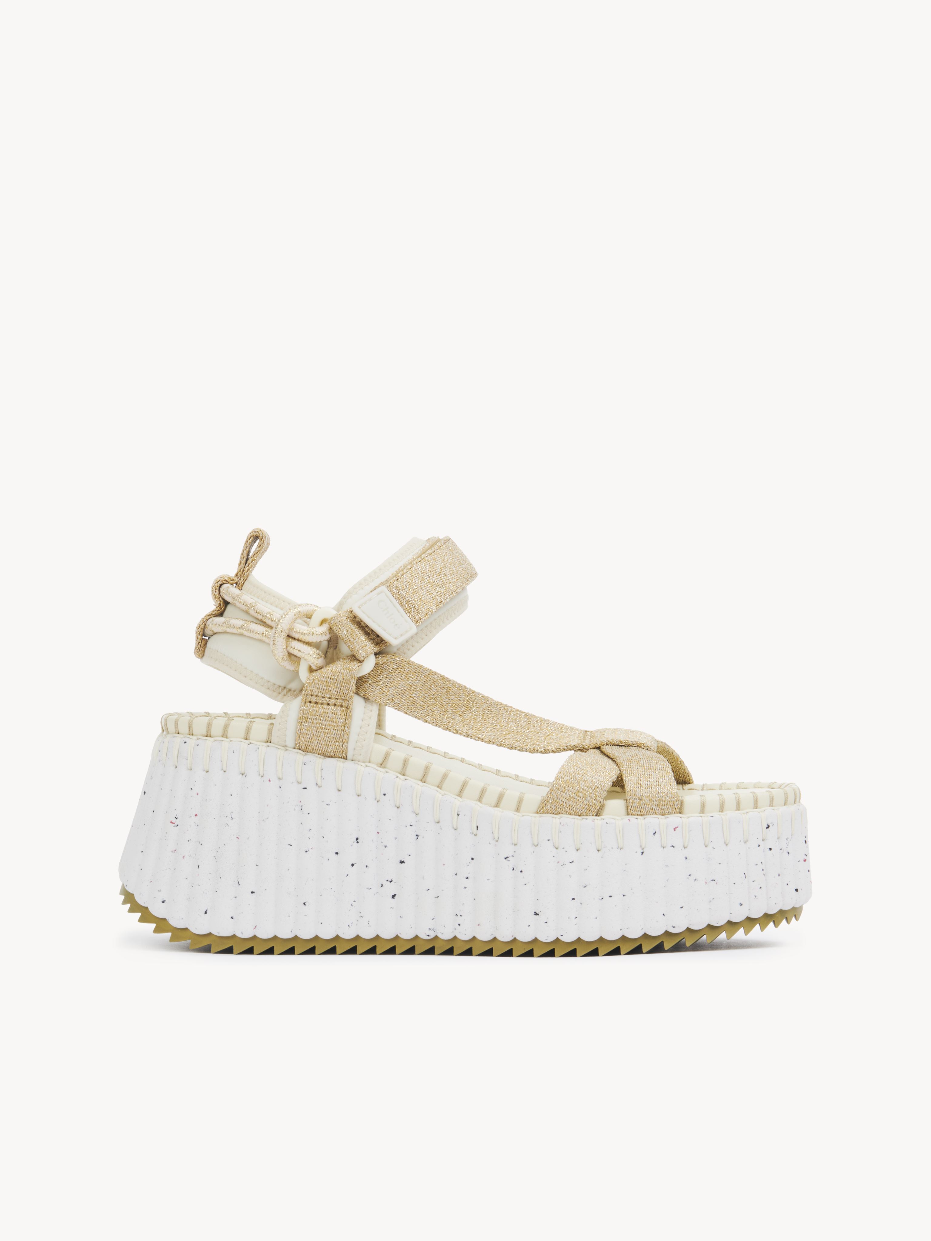 Shop Chloé Sandales Compensées Nama Femme Or Taille 36 100% Polyester, Nylon, Caoutchouc In Gold