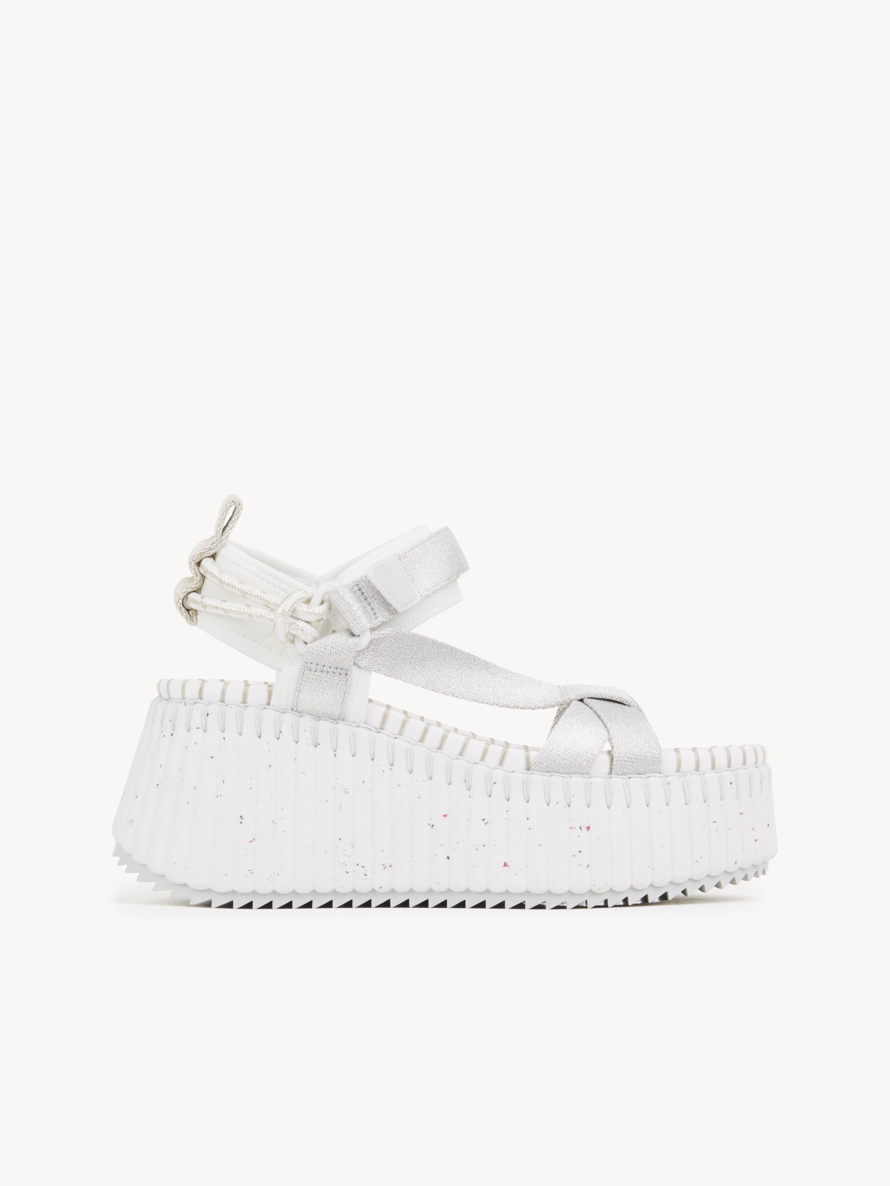 Chloé X High Summer Nama Stitch Ankle-strap Flatform Sandals In Silver