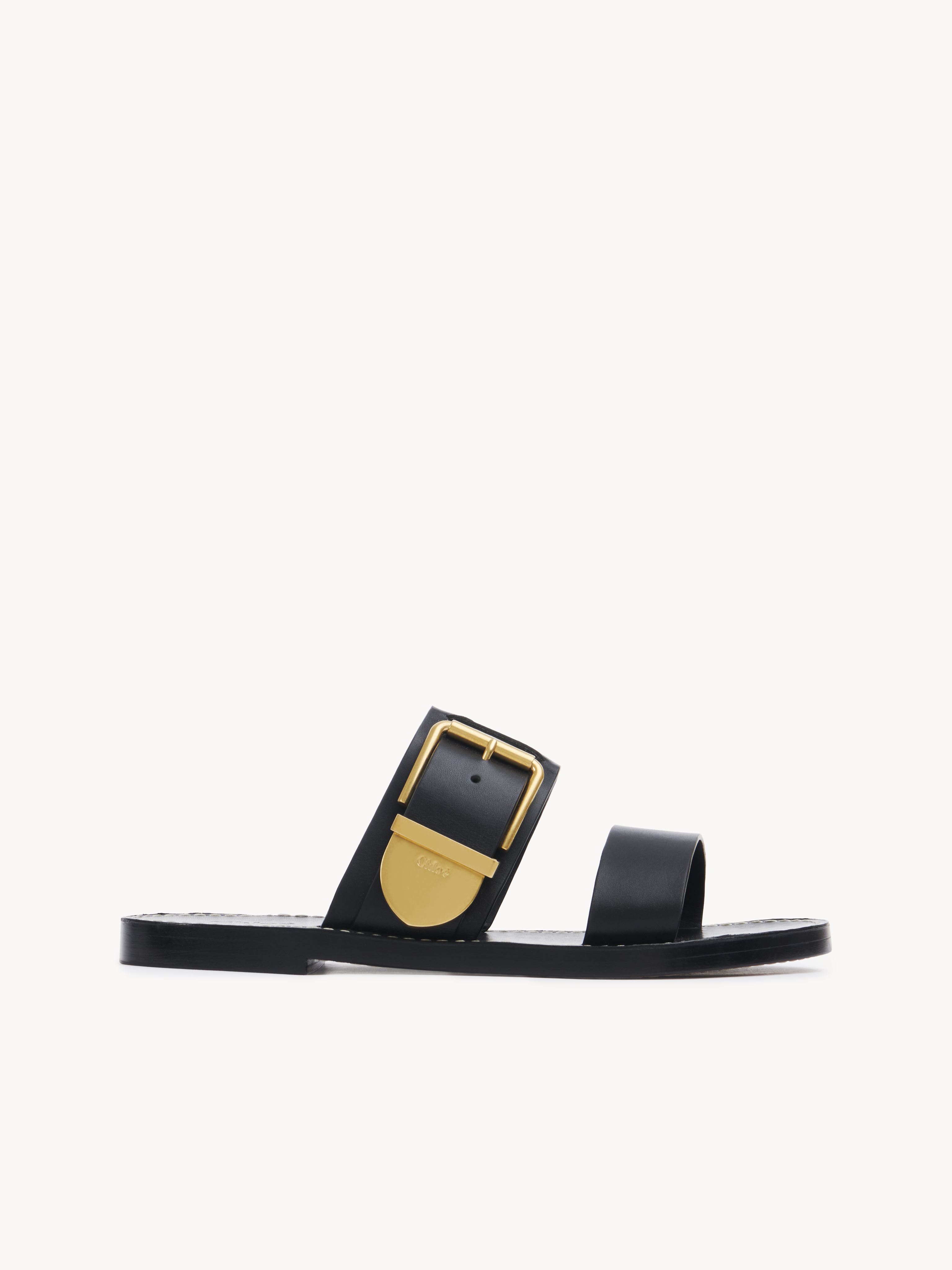 Chloé Leather Sandals With Open Toe And Buckle Detail In Black