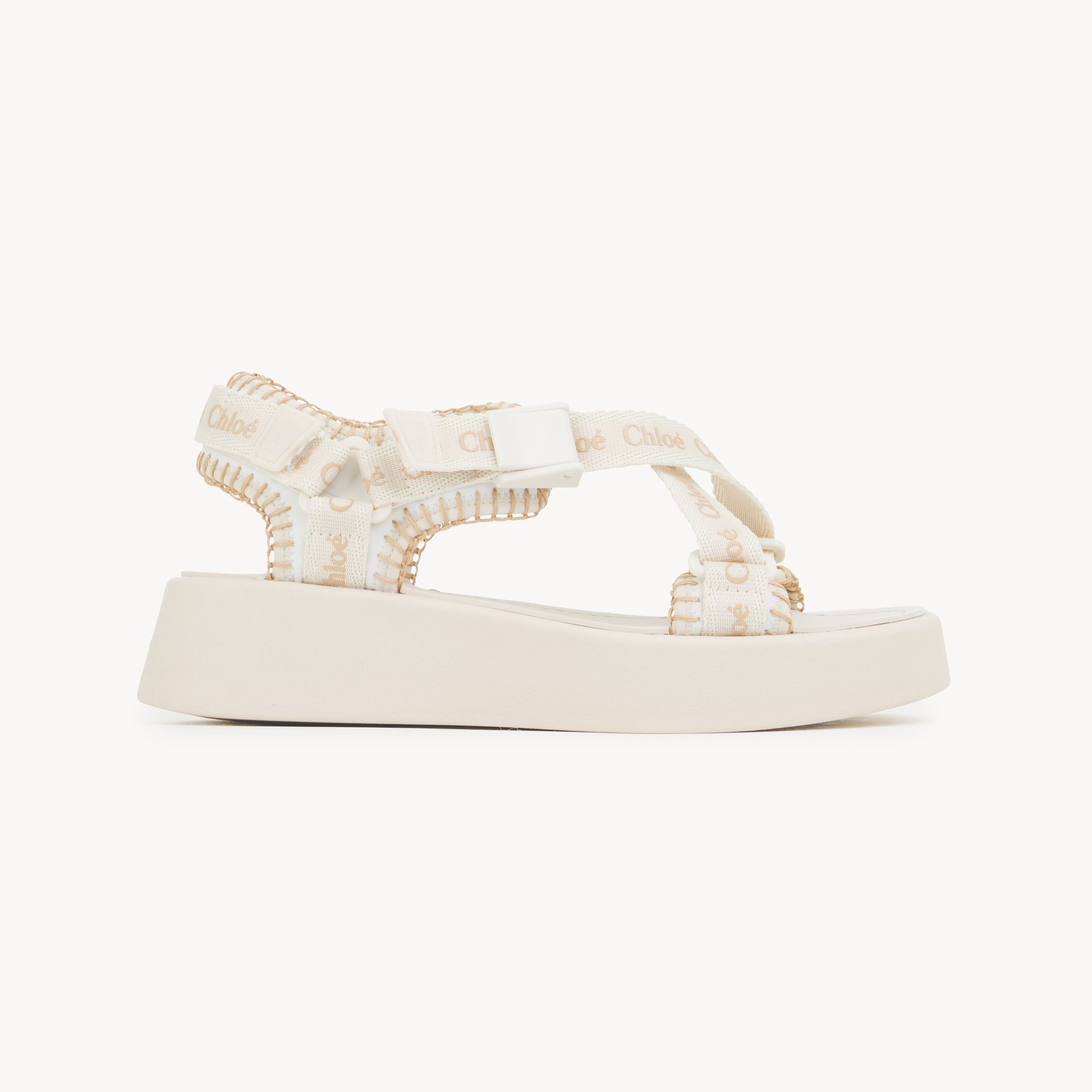 Shop Chloé Sandales Mila Femme Blanc Taille 36 85% Nylon, 15% Élasthanne In White