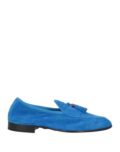 Shop Andrea Ventura Firenze Man Loafers Azure Size 8 Leather In Blue
