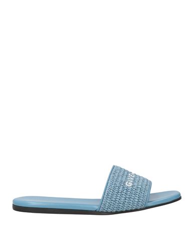 Givenchy 4g Flat Mules In Raffia In Blue