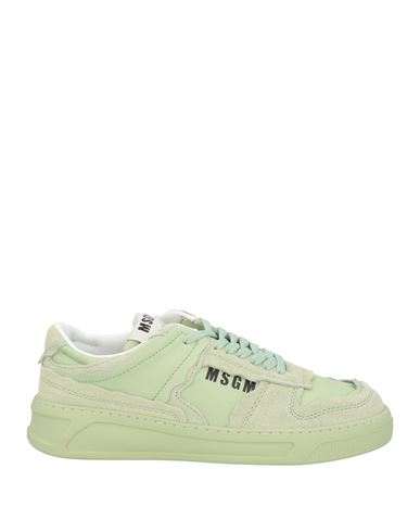 Shop Msgm Man Sneakers Light Green Size 13 Leather