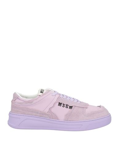 Shop Msgm Man Sneakers Lilac Size 9 Leather In Purple