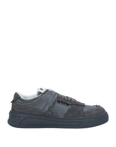 Shop Msgm Man Sneakers Lead Size 9 Leather In Grey