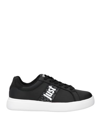 Just Cavalli Logo Print Leather Low-top Sneakers In Black
