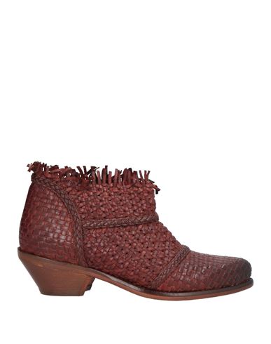 Jp/david Woman Ankle Boots Rust Size 6 Leather In Red