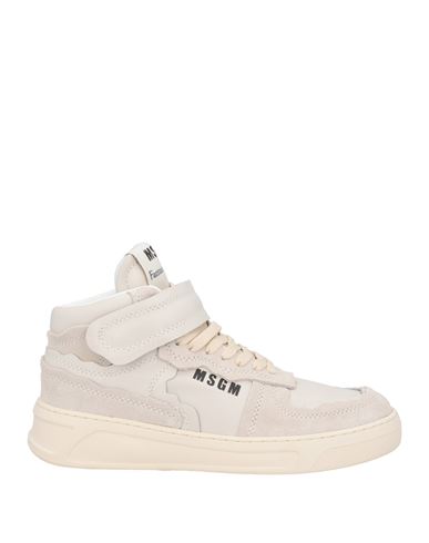 Shop Msgm Woman Sneakers Beige Size 7 Leather In Grey
