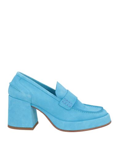 Shop Lemaré Woman Loafers Azure Size 6 Leather In Blue