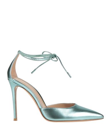 Gianvito Rossi Woman Pumps Turquoise Size 11 Leather In Blue