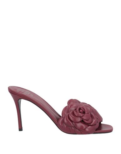 Shop Valentino Garavani Woman Sandals Burgundy Size 8.5 Leather In Red