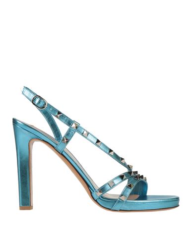 Valentino Garavani Woman Sandals Azure Size 5 Leather In Blue