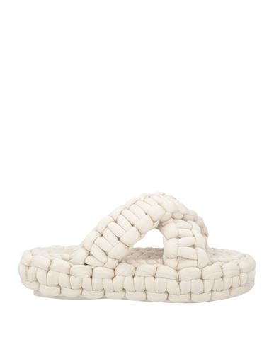 CHLOÉ CHLOÉ WOMAN SANDALS OFF WHITE SIZE 7 TEXTILE FIBERS 