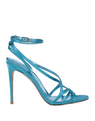 Le Silla Woman Sandals Azure Size 6 Textile Fibers In Blue