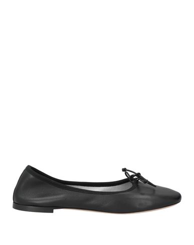 Shop Michelediloco Woman Ballet Flats Black Size 8 Leather, Textile Fibers