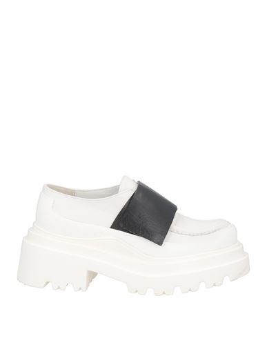Plan C Woman Loafers White Size 8 Leather