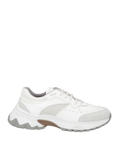 Shop Eleventy Man Sneakers White Size 8 Leather, Textile Fibers
