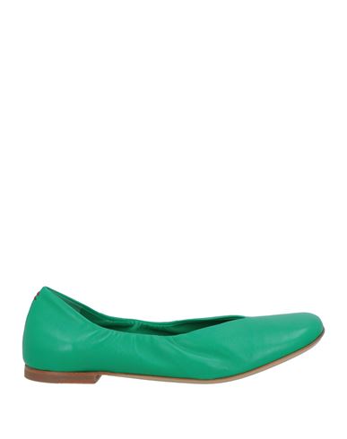 Shop Halmanera Woman Ballet Flats Green Size 9 Leather