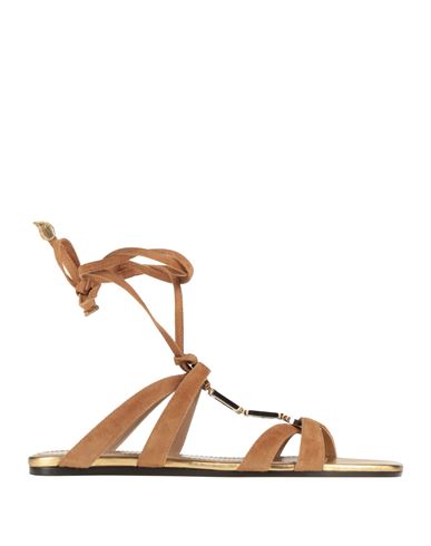 Shop Skorpios Woman Sandals Camel Size 8 Leather In Beige
