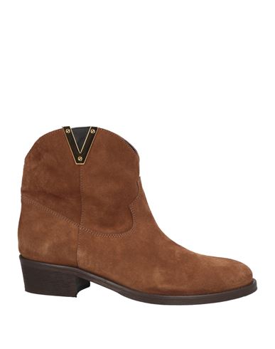 Via Roma 15 Woman Ankle Boots Camel Size 11 Leather In Brown
