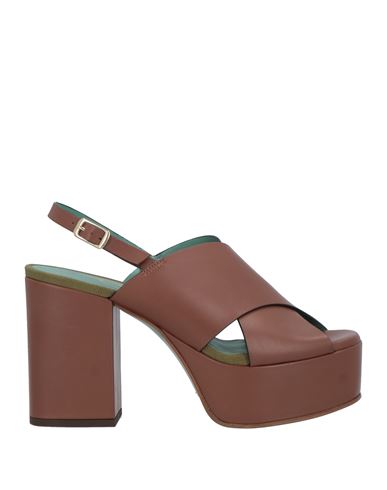 Shop Paola D'arcano Woman Sandals Brown Size 7.5 Leather