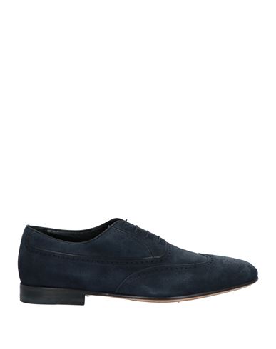 Shop A.testoni A. Testoni Man Lace-up Shoes Midnight Blue Size 8 Leather
