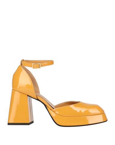 Shop Giampaolo Viozzi Woman Pumps Ocher Size 8 Leather In Yellow