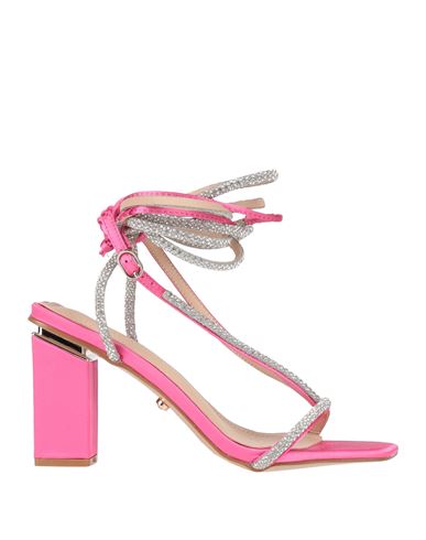 Shop Twenty Four Haitch Woman Sandals Fuchsia Size 10 Textile Fibers In Pink