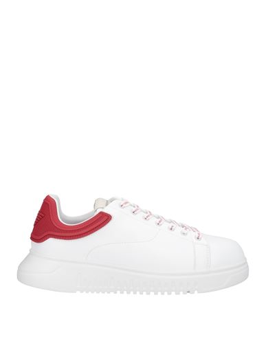 Emporio Armani Man Sneakers White Size 11 Leather, Rubber