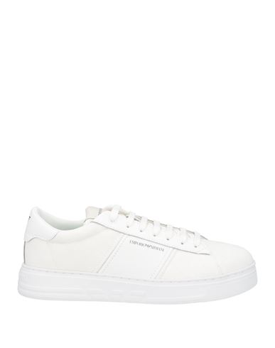 Emporio Armani Man Sneakers White Size 9 Leather, Textile Fibers