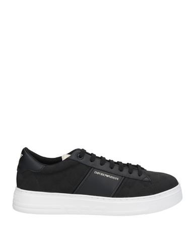 Emporio Armani Man Sneakers Black Size 9 Leather, Textile Fibers