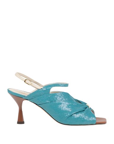 C Love Woman Sandals Azure Size 10 Leather, Textile Fibers