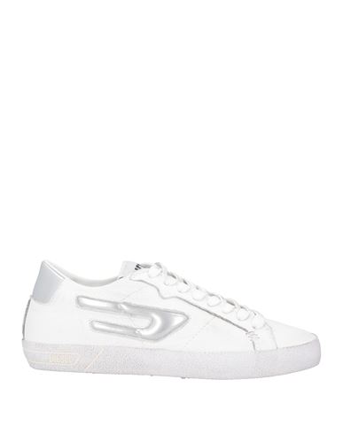 Diesel Woman Sneakers Silver Size 8 Cow Leather In White