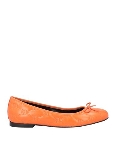 PINKO PINKO WOMAN BALLET FLATS ORANGE SIZE 8 LEATHER 