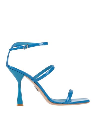 Shop Sergio Levantesi Woman Sandals Azure Size 8 Leather In Blue