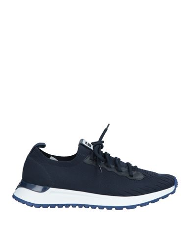 Shop Cerruti 1881 Man Sneakers Midnight Blue Size 13 Polyester, Calfskin
