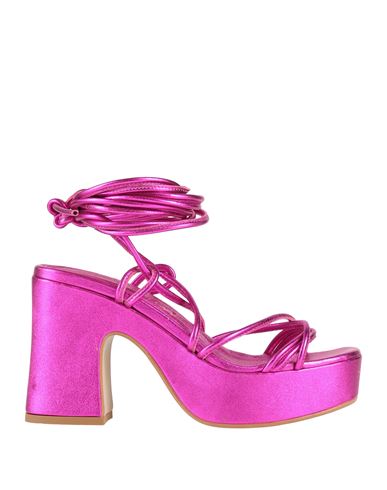 Shop Ninni Woman Sandals Fuchsia Size 6 Leather In Pink