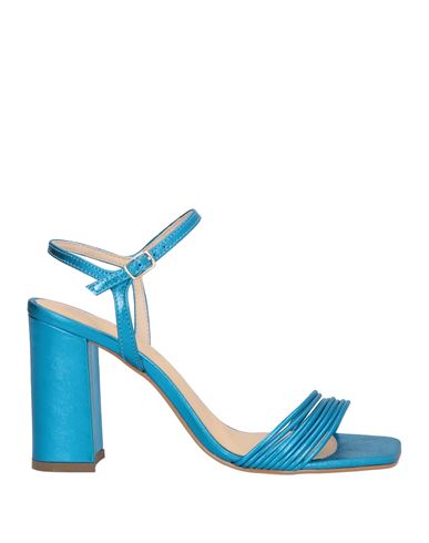 Shop Miss Unique Woman Sandals Azure Size 8 Leather In Blue