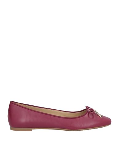 Michael Michael Kors Woman Ballet Flats Burgundy Size 8 Leather In Pink