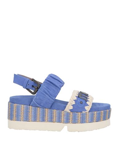MOU MOU WOMAN SANDALS AZURE SIZE 8 LEATHER 