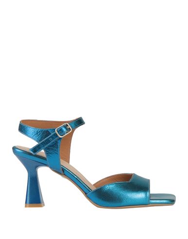 Shop Epoche' Xi Woman Sandals Turquoise Size 6 Leather In Blue