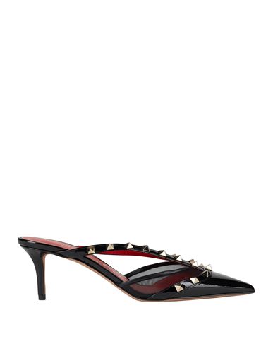 Valentino Garavani Woman Mules & Clogs Black Size 6.5 Leather, Textile Fibers