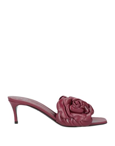 Shop Valentino Garavani Woman Sandals Burgundy Size 8 Leather In Red