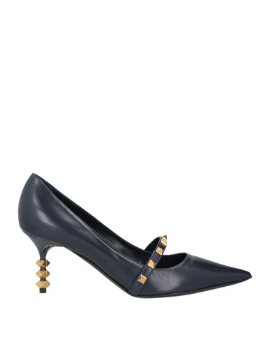 Valentino Garavani Woman Pumps Midnight Blue Size 8 Leather In Blue
