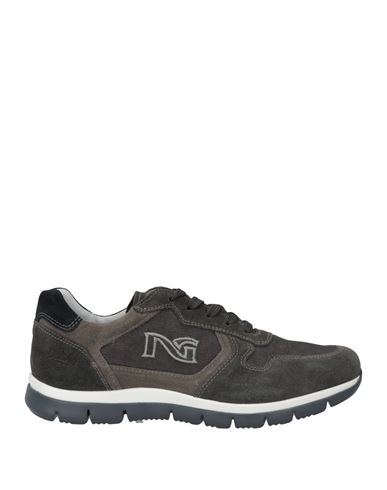 Shop Nero Giardini Man Sneakers Lead Size 8 Leather, Textile Fibers In Grey