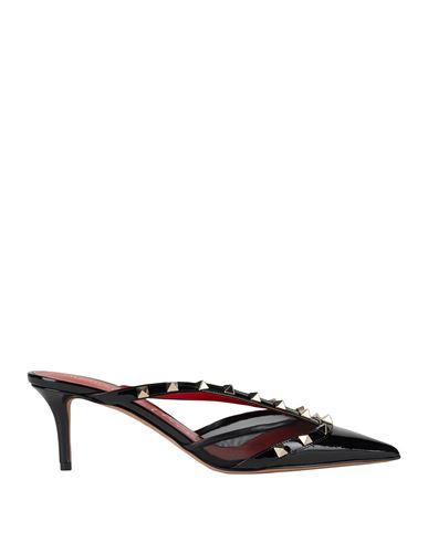 Valentino Garavani Woman Mules & Clogs Black Size 7 Leather, Textile Fibers