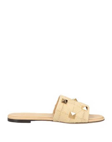 Valentino Garavani Woman Sandals Beige Size 8 Textile Fibers In Beige